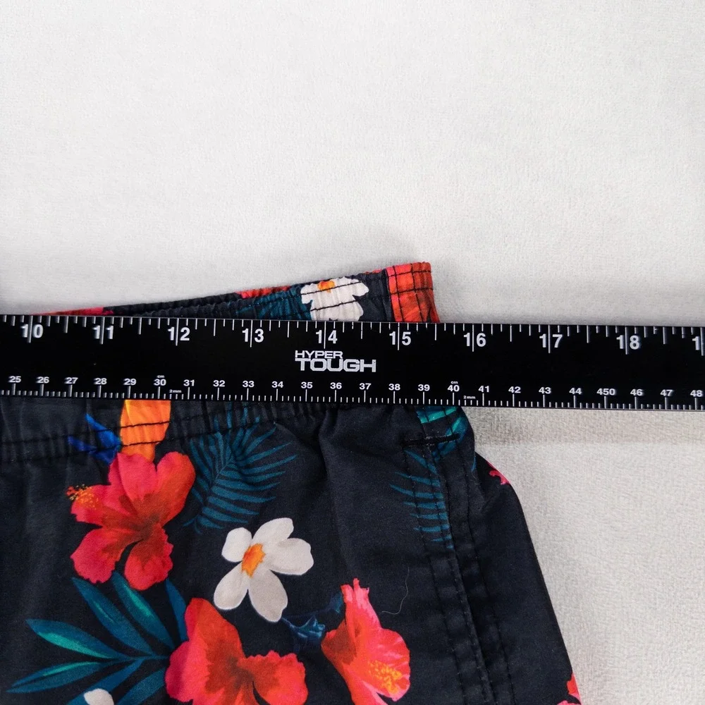 Hollister Mens Swim Trunks Size S Black Tropical Floral Hibiscus Board Shorts